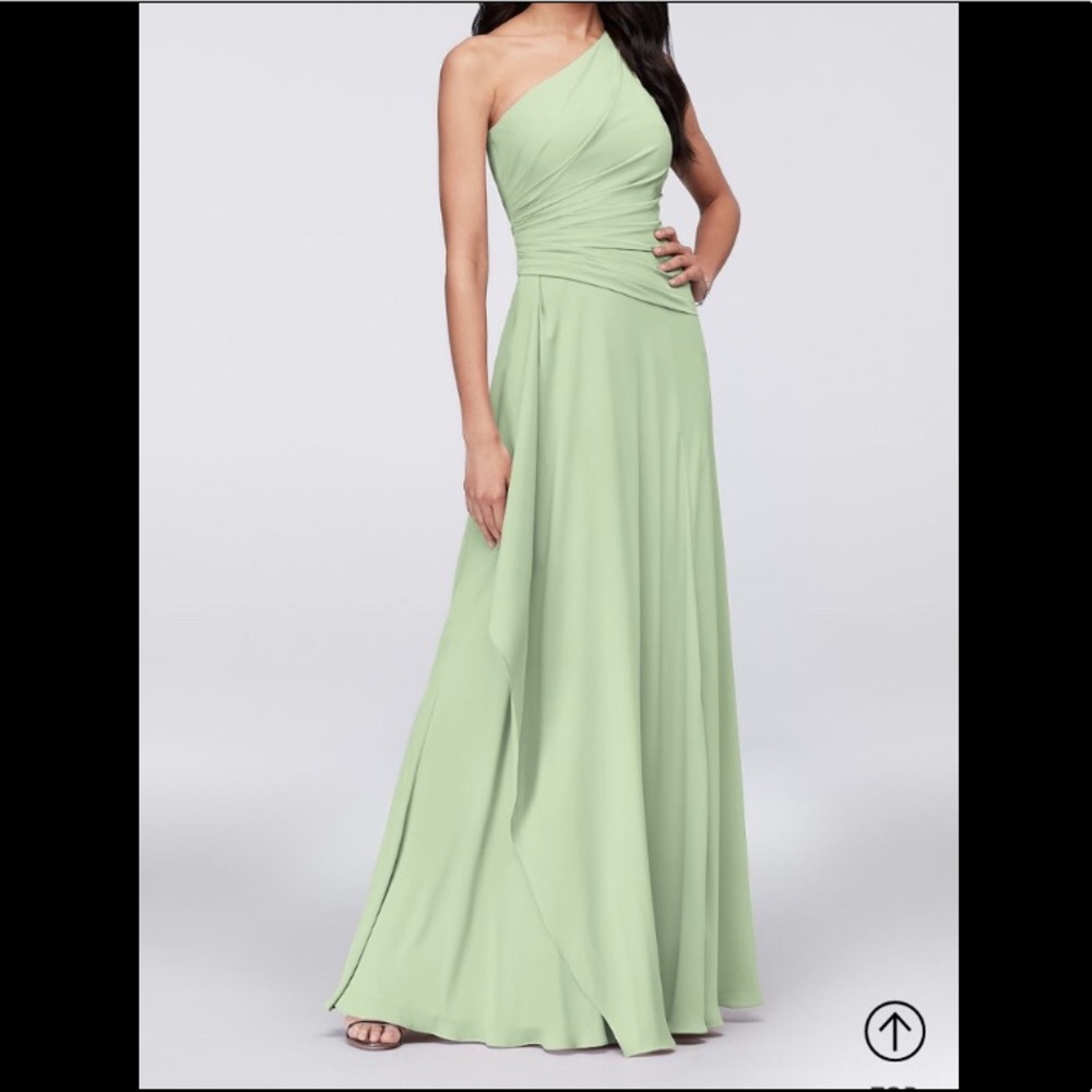 David’s Bridal Long Georgette One Shoulder Meadow